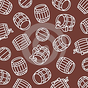 Barrels pattern, background set. Collection icon barrel. Vector