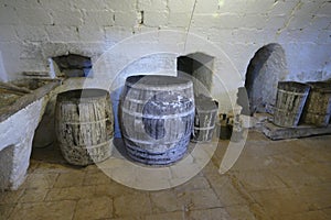 Barrels used for olive oil