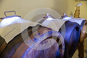 Barrels of vinegar aging