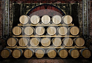 Barrels in a wine-cellar