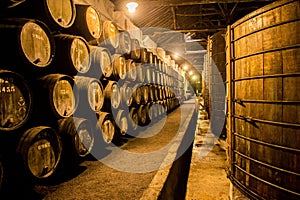 Barrels in the wine cellar, Porto, Portugal