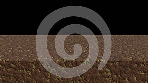 Empty soil. Section of fertile earth ready for seeding and planting. 3d render illustration photo