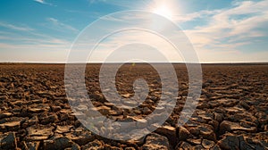 barren field stretching to the horizon, the parched earth cracked and dry under the unforgiving sun