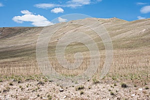 Barren foothills landscape in Antelope Island State Park, near Salt Lake City, UTAH