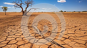 Barren land in scorching temperatures