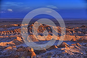 Barren landscape of the Moon valley in Atacama desert, Chile.