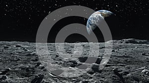 The Moonâs Surface and Earth.AI generated