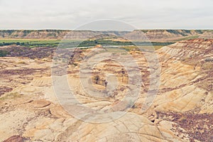 Barren terrain landscape of the Badlands of Drumheller