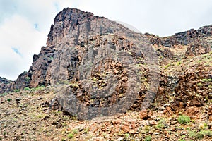 Volcanic landscape with rocks photo