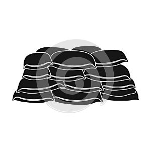 Barricade of bags of sand.Paintball single icon in black style vector symbol stock illustration web.