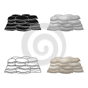 Barricade of bags of sand.Paintball single icon in cartoon style vector symbol stock illustration web.