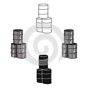 Barricade from barrels icon in cartoon,black style isolated on white background. Paintball symbol stock vector