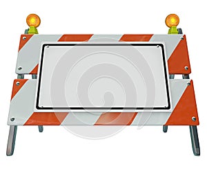 Barricade Barrier Construction Road Sign Blank Copy Space photo