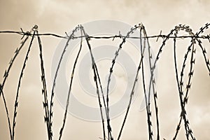 Barricade single steel wire at day photo