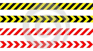 Barricade tape caution warning stripes - red white and black yellow diagonal striped repeatable seamless illustration
