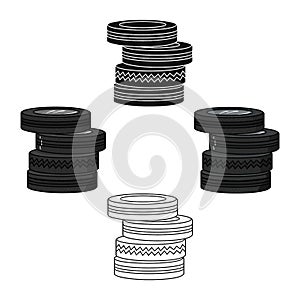 Barricade from tires icon in cartoon,black style isolated on white background. Paintball symbol stock vector