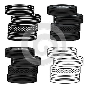 Barricade from tires icon in cartoon style isolated on white background. Paintball symbol stock vector illustration.