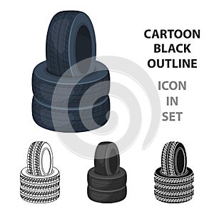 Barricade of tires.Paintball single icon in cartoon style vector symbol stock illustration web.