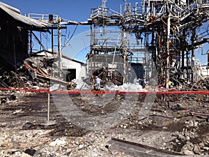 Barricaded asbestos cleanup site