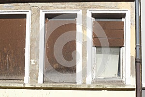 Barricaded old windows