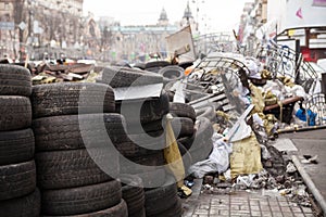 Barricades at Euromaidan in Kiev photo
