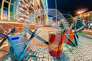 Barricades on the streets in Kyiv