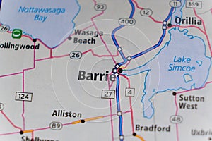 Barrie on Canada map background. photo