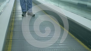 Barrier-free, iron escalator at the airport