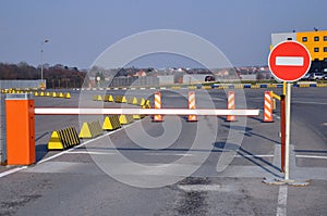 Barrier Gate Automatic system for security. No entry sign
