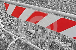 Barrier inside a construction site, black and whte effect