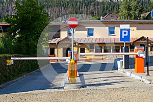 Barrier in the parking lot, Barrier at the entrance to the private territory