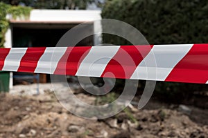 Barrier red and white tape