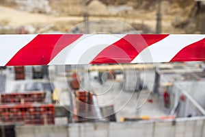 Barrier red and white tape