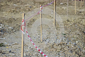 Barrier red and white tape to mark construction site 2