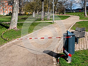 Barrier tape parking facility Coronavirus precautions