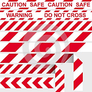 Barrier tape. Red and white restrictive tape photo