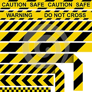 Barrier tape. Yellow and black restrictive tape photo