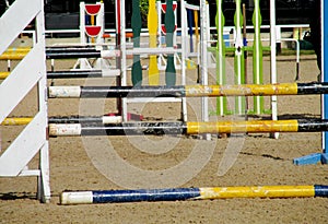 Barrier to jump on horse at the racetrack