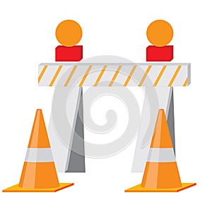 barriers and traffic cones. Vector illustration decorative design
