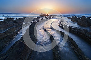 Barrika beach at sunset