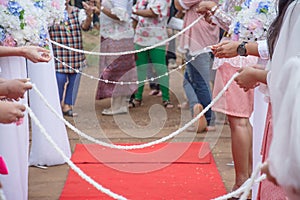 Barring the Groom from Approaching the Bride,Thai wedding photo