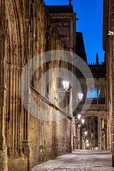 The Barrio Gotico in the old town of Barcelona