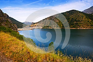 Barrios de Luna reservoir with dam. Leon photo