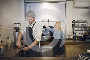 Barrista Professional Staff Steam Cafe Coffee Service Concept