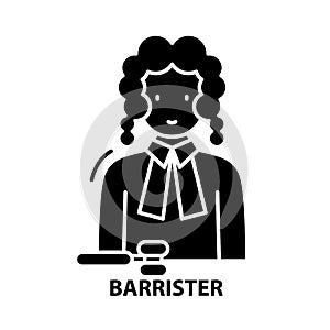 barrister icon, black vector sign with editable strokes, concept illustration