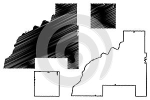 Barron and Burnett County, State of Wisconsin U.S. county, United States of America, US map vector illustration, scribble sketch