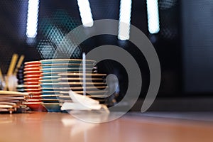 Barroom in restaurant, ready for work, copy space