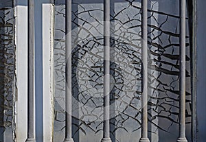Bars and crackle texture on glass window background in downtown Rio de Janeiro