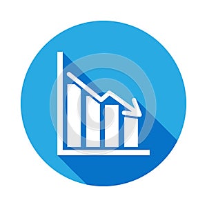 bars descending graph flat icon with long shadow