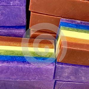 Bars of Hand Stirred Rainbow Soap